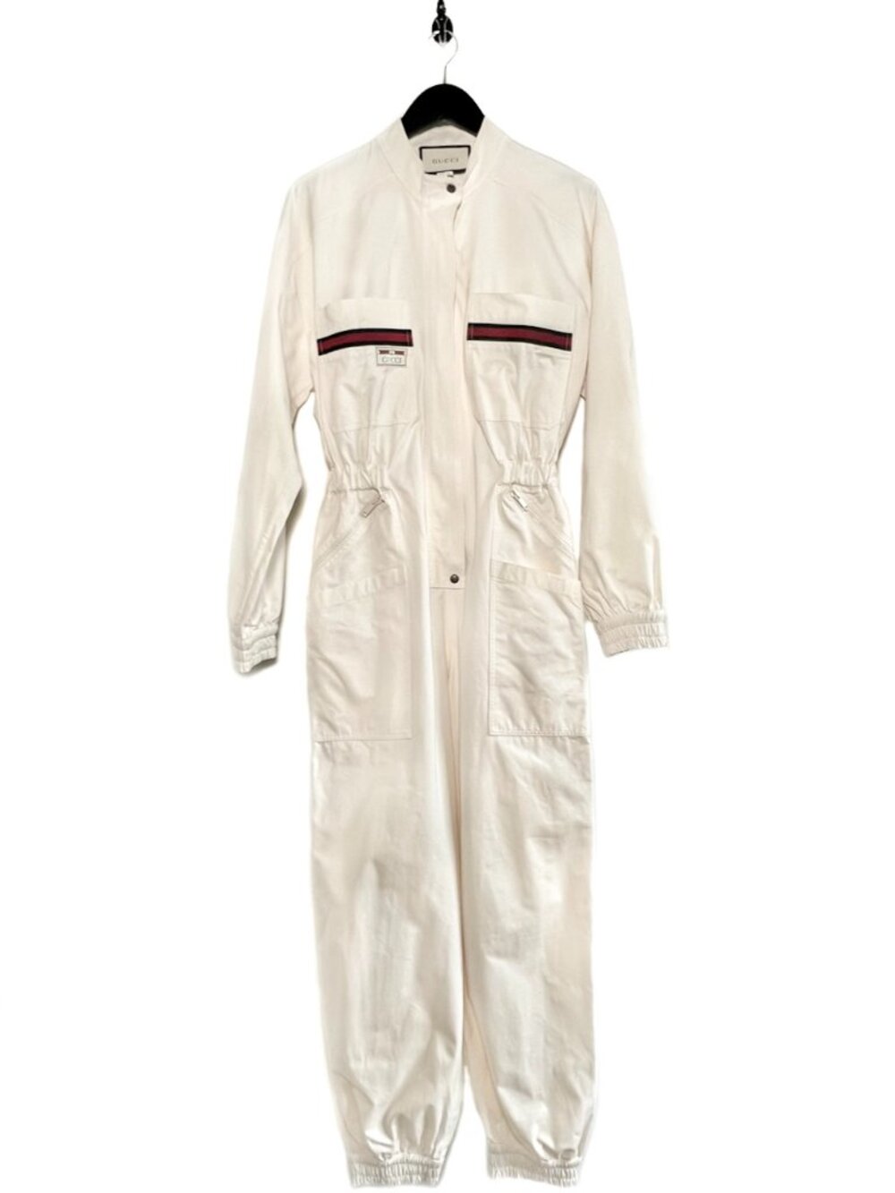 Gucci 2020 Ivory Web Logo Accent Overall Jumpsuit